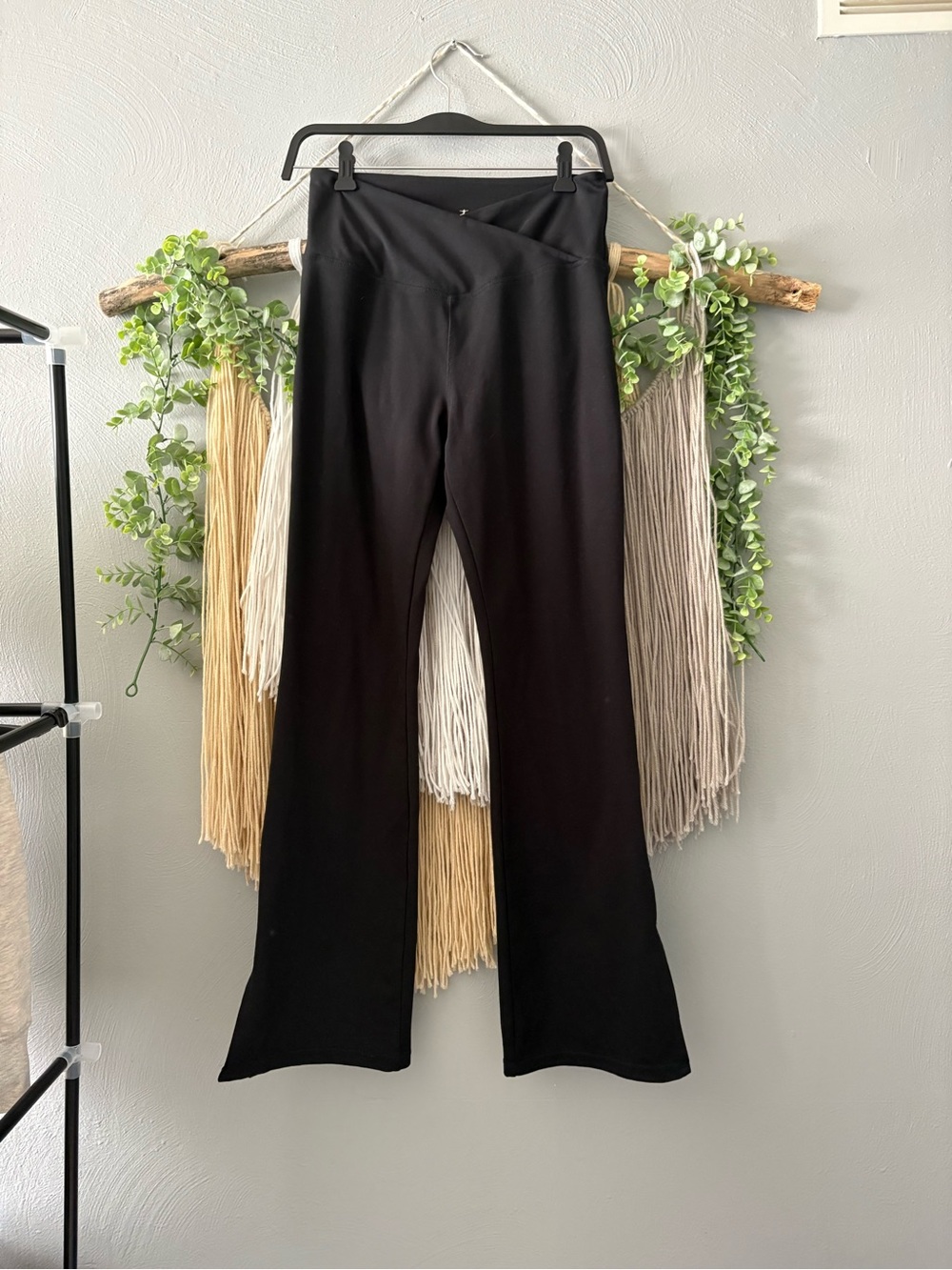 Danskin Black Boot-Cut Yoga Pants with Crossover Waistband